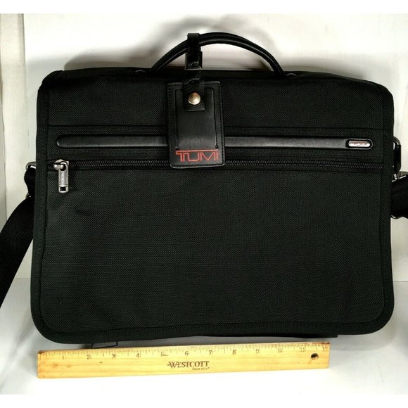 Tumi Large Black Canvas Expandable Briefcase Laptop Bag - Picture 8 of 12